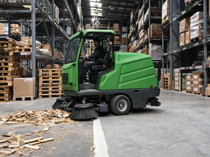 Ride-on floor sweeper
